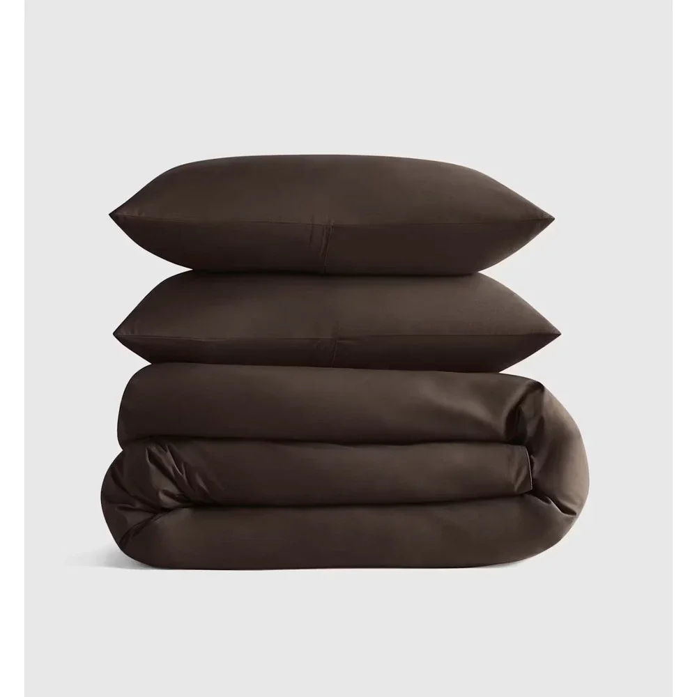 Quince Classic Organic Percale Duvet Cover Set Espresso King/California King